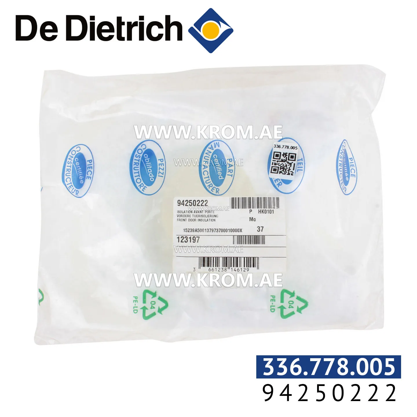 De Dietrich 94250222 front door insulation