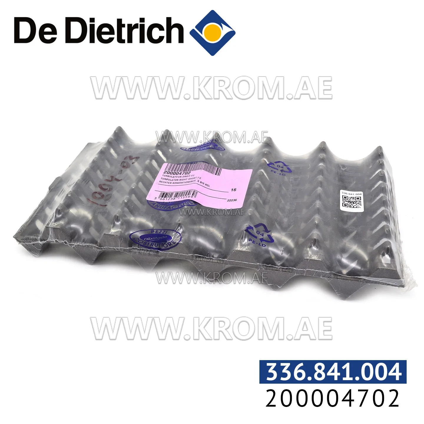 De Dietrich 200004702 right short turbulator F2