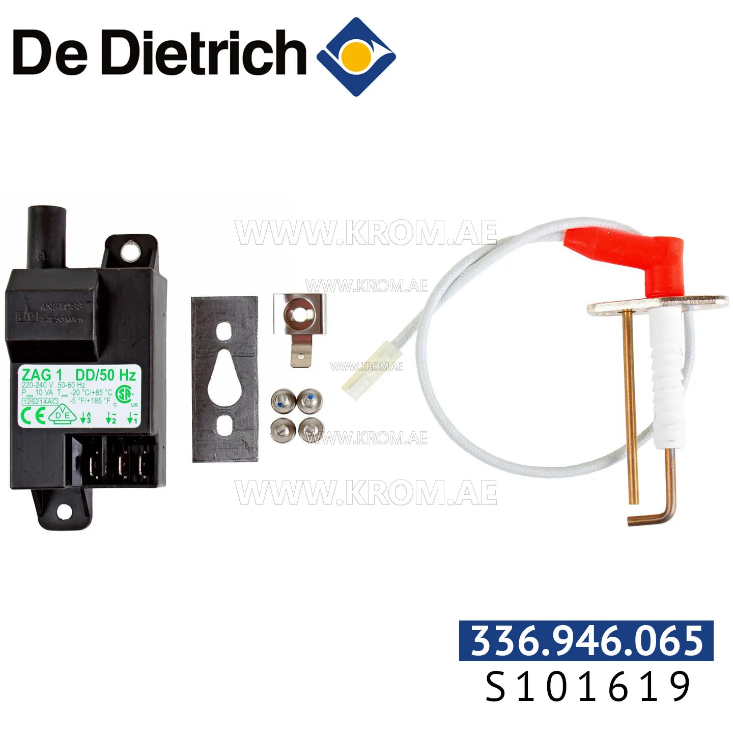 De Dietrich S101619 ignition transformer with ignition electrode