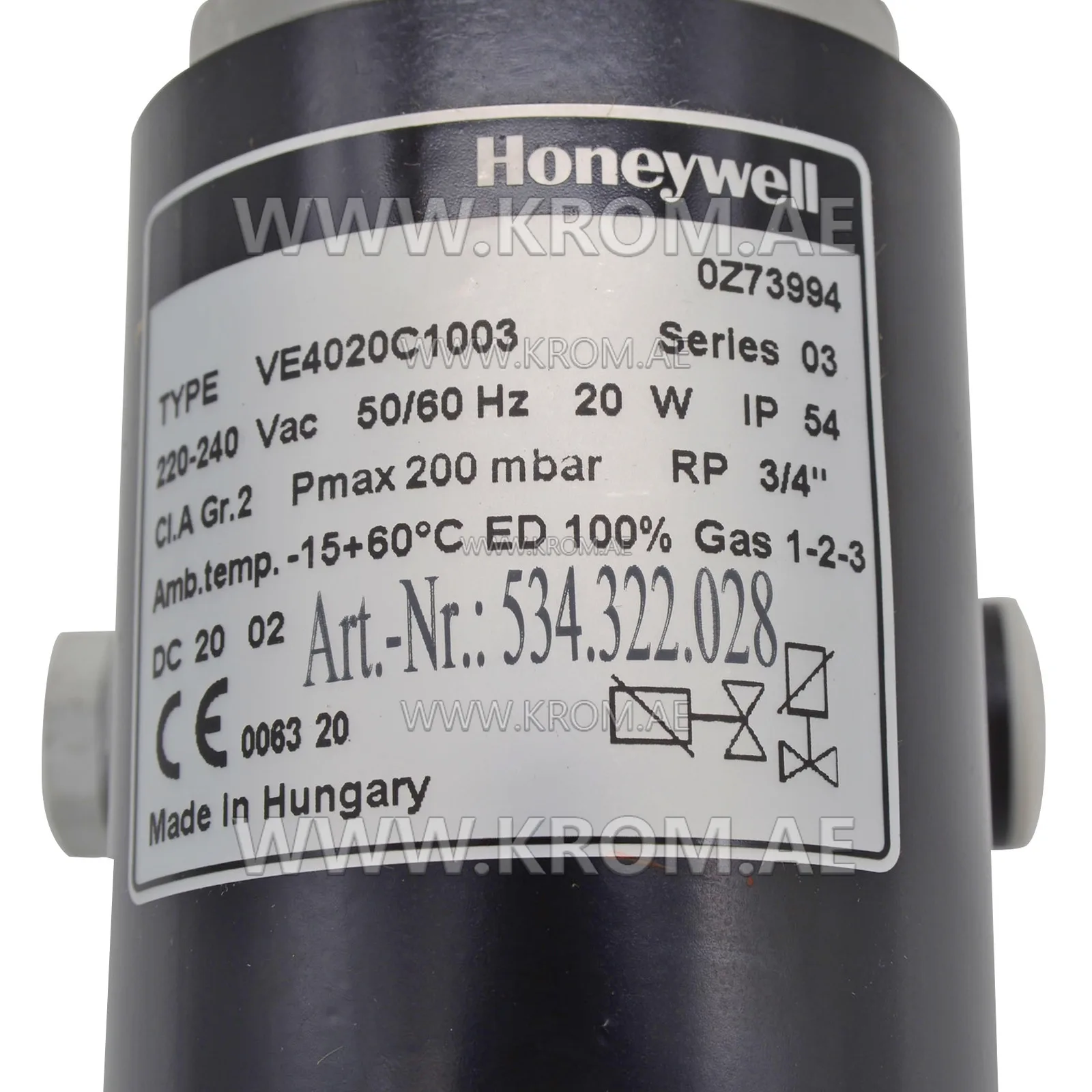 Honeywell VE4020C1003 solenoid valve 3/4"