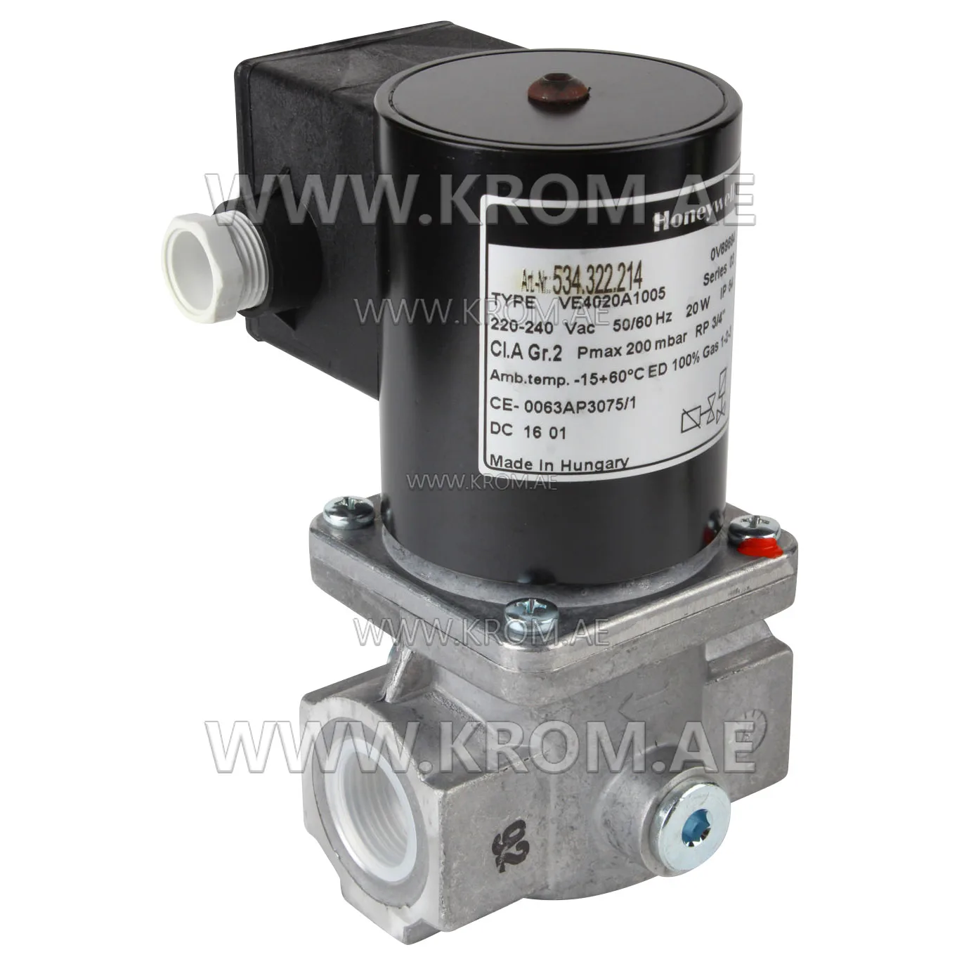 Honeywell VE4020A1005 gas solenoid valve 3/4"