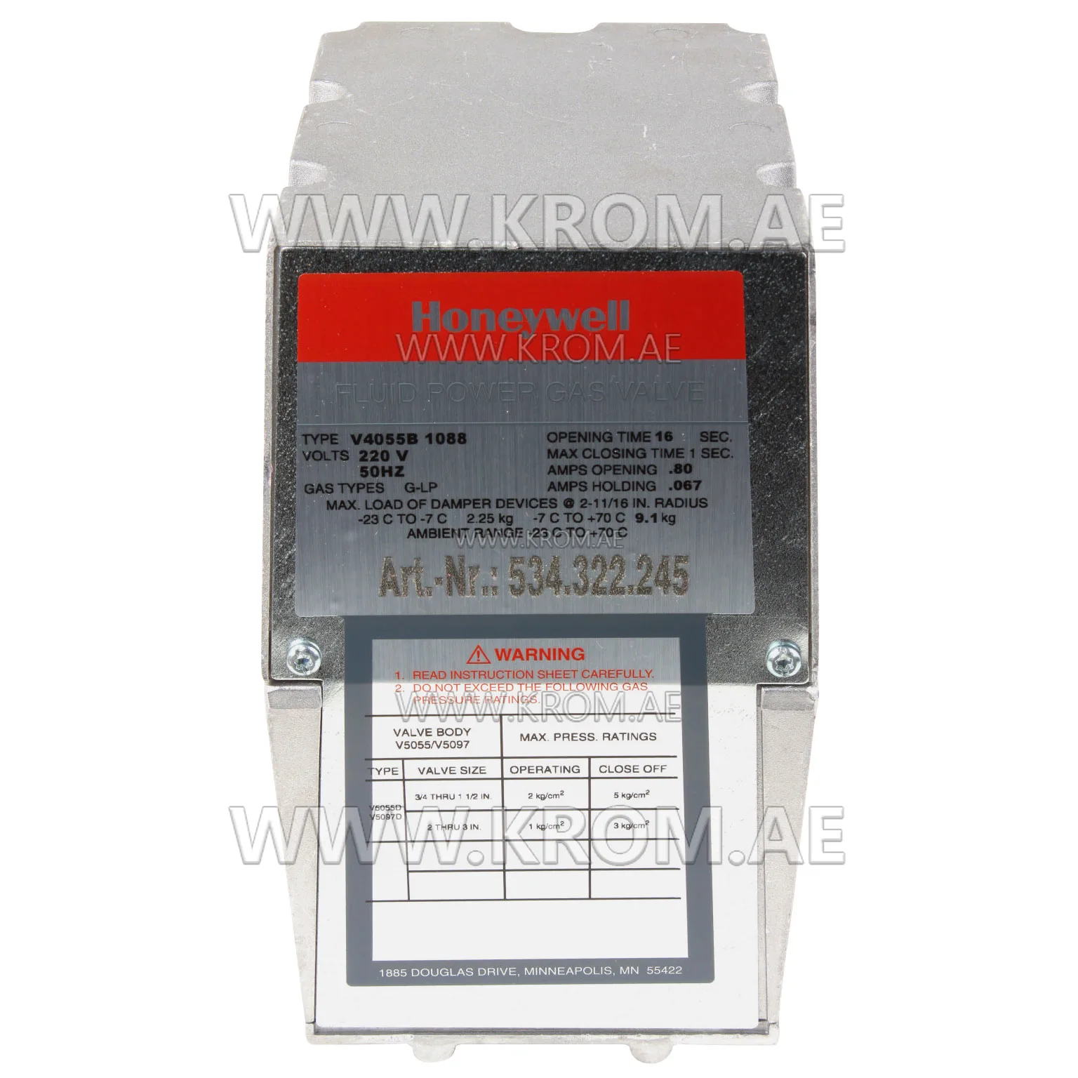 Honeywell V4055B1088 solenoid valve