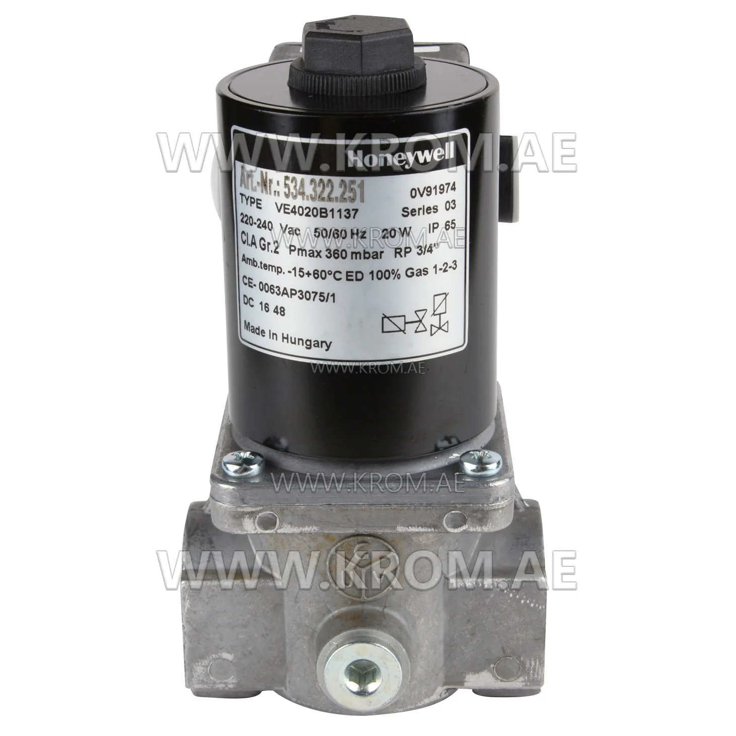 Honeywell VE4020B1137 servo gas valve DN20