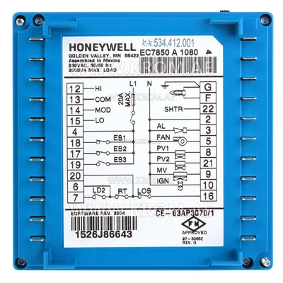 Honeywell EC7850A1080 burner control
