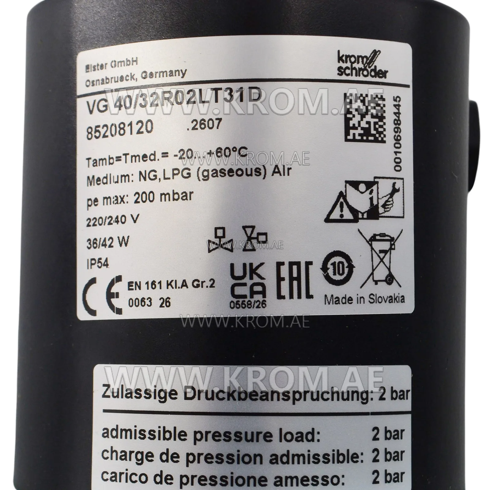 Kromschroder 85208120 Gas valve VG 40/32R02LT31D