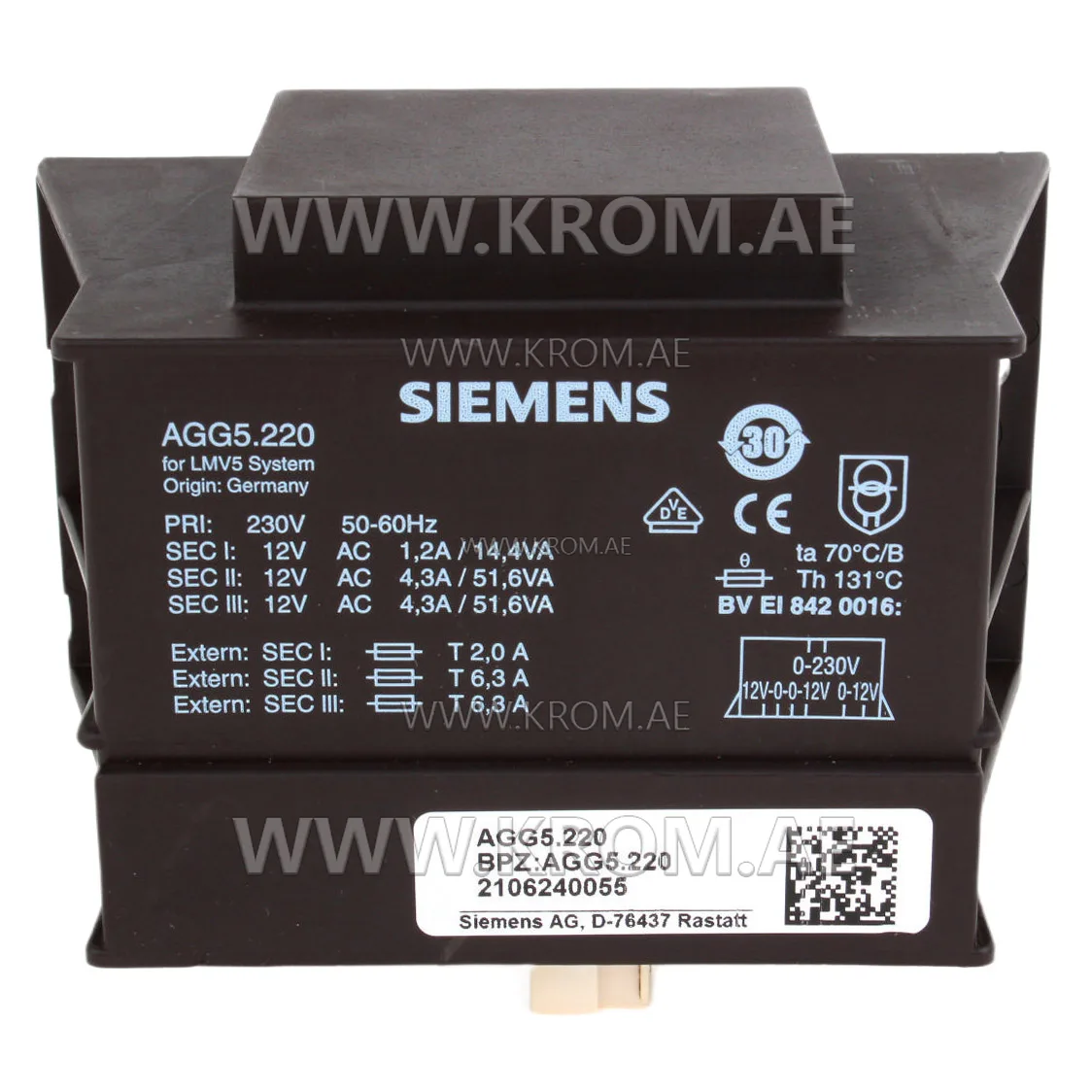 Siemens AGG5.220 ignition transformer